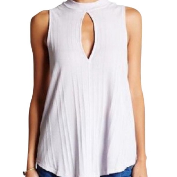 Free People Tops - We the Free White Faye Ribbed Keyhole Tank